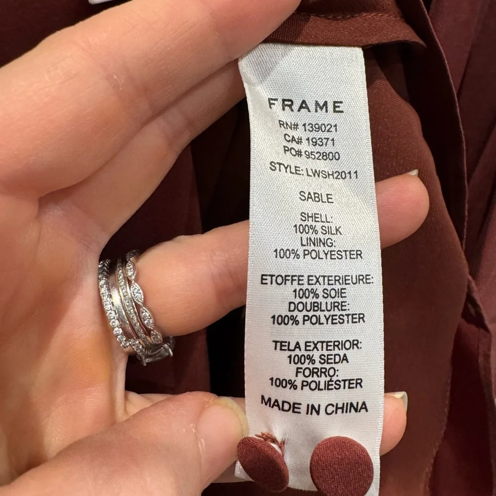 Frame Silk Blouse in Sable - Picture 5 of 7